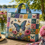 Colorful Butterfly & Wildflower Handmade Tote Bag