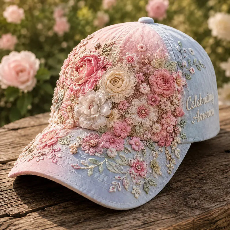 Pink Blue Colorblock 3D-printed Creature Pattern Cap