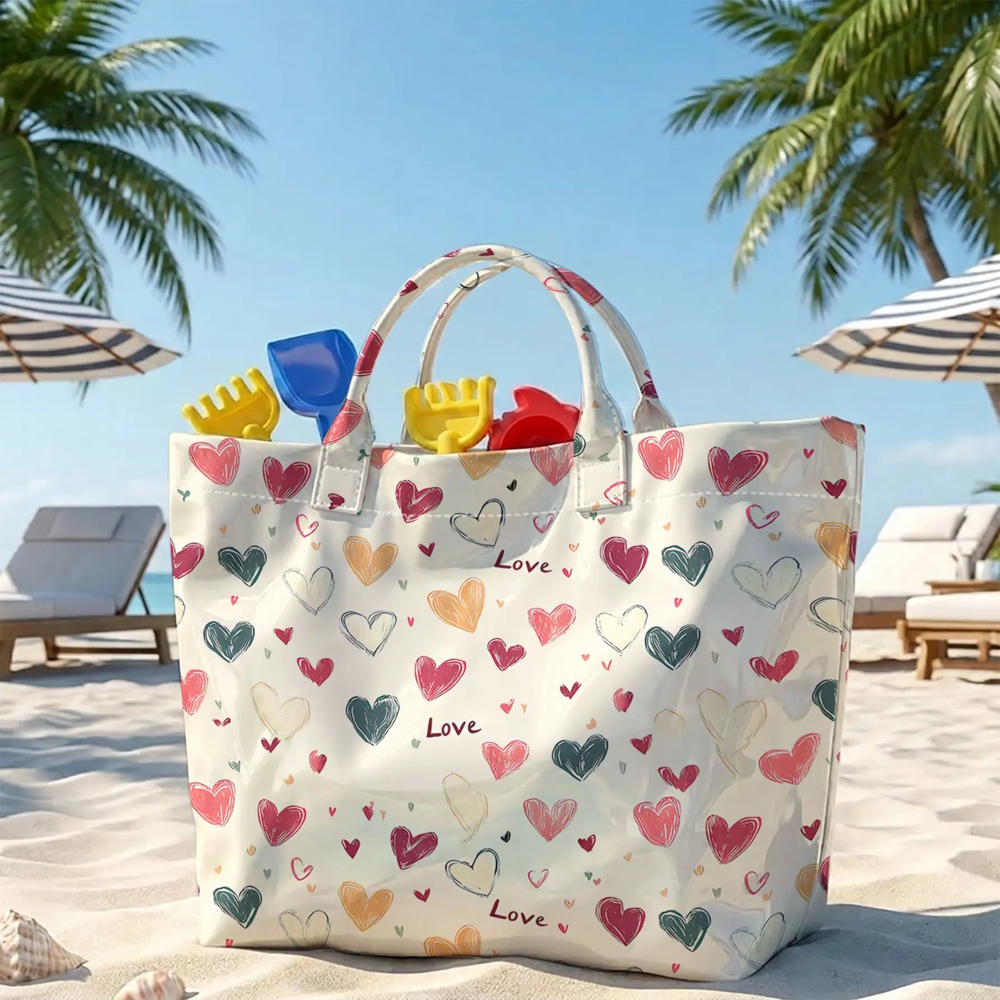 Love Letter Graffiti Print PVC Tote Bag