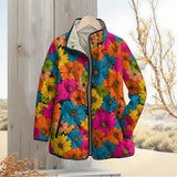 Bright Multicolor Daisy Print Quilted Jacket