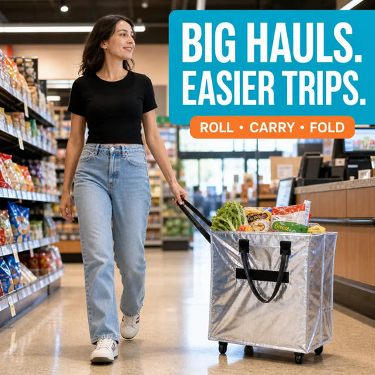 Reusable Rolling Grocery Bag with Wheels