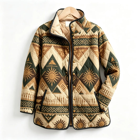 Southwest Tribal Geometric Quilted Jacket
