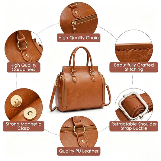 Retro PU Leather Handbag with Multi Card Slot