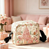 Pink Christmas Tree Quilted Crossbody Bag