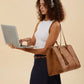 Vintage Embossed Leather Laptop Tote Set