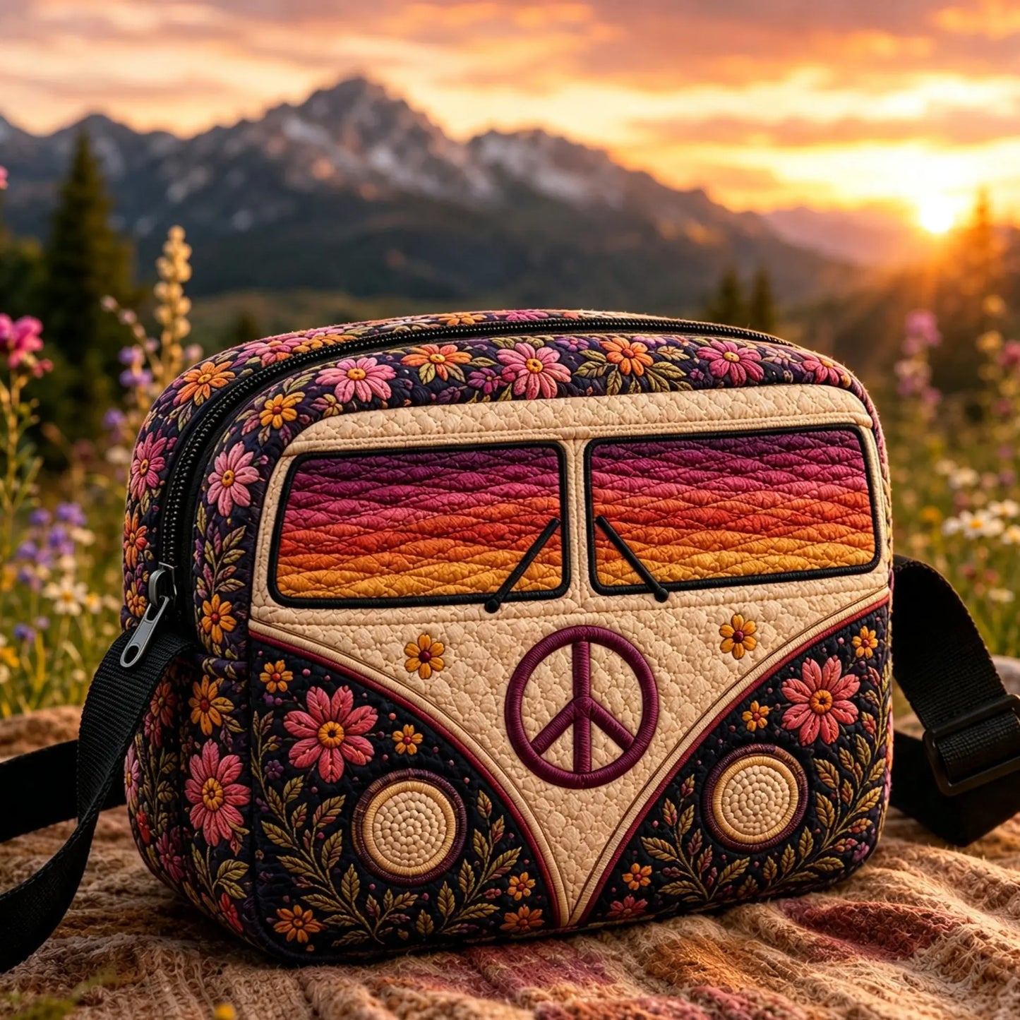 Hippie Van Quilted Crossbody Bag