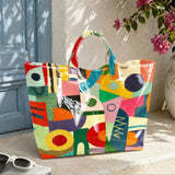 Abstract Circle And Geometric Print PVC Tote Bag