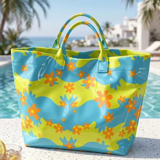 Hippie Flower  Print PVC Tote Bag