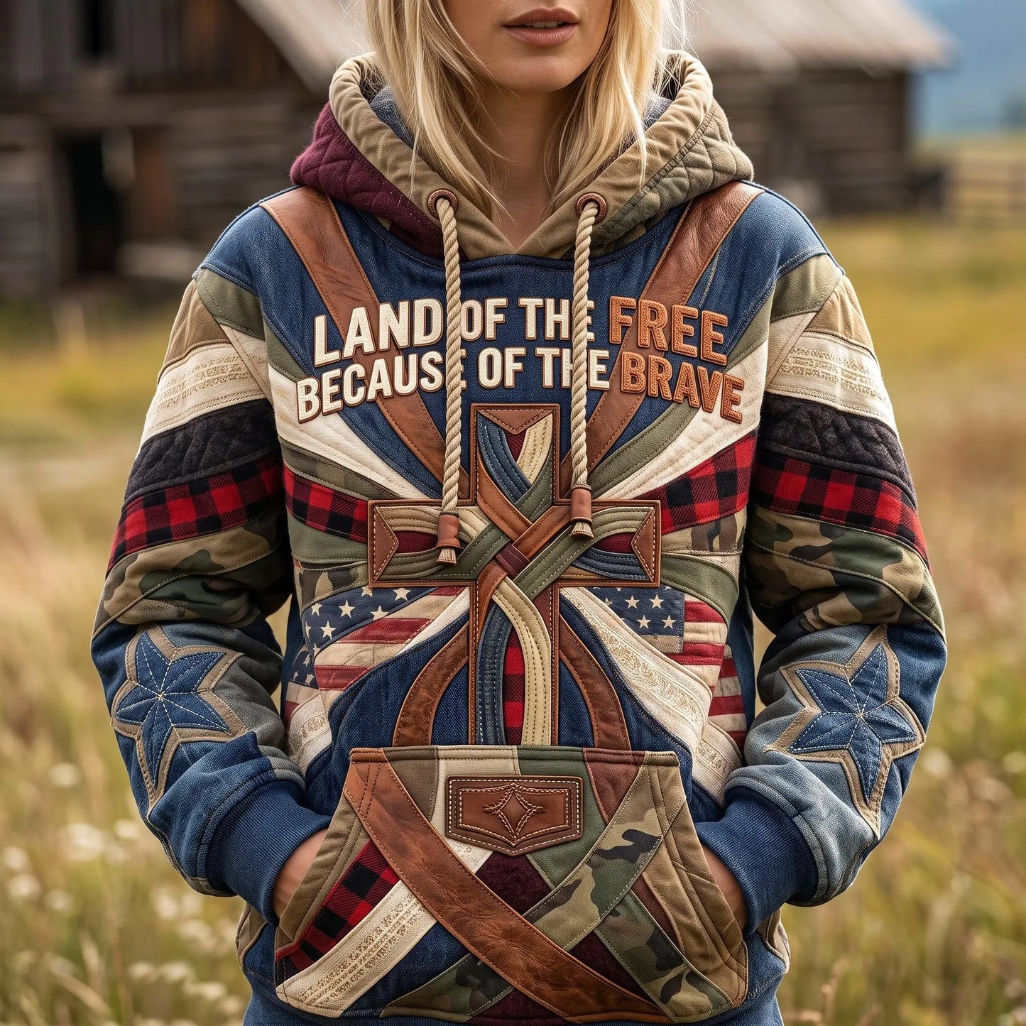 Brave Freedom Quilted Casual Hoodie