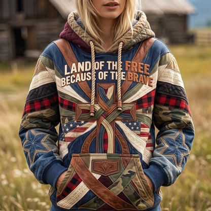 Brave Freedom Quilted Casual Hoodie