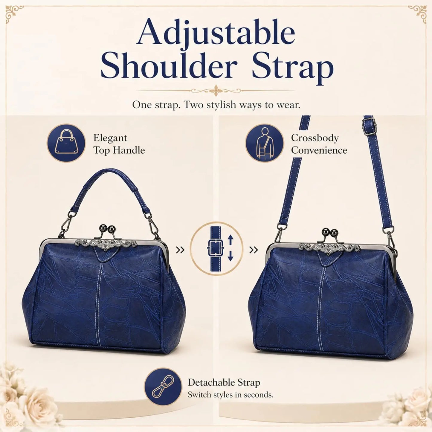 💼2026 New Kattee Elegant Waterproof Women’s Leather Kiss-Lock Tote Handbag