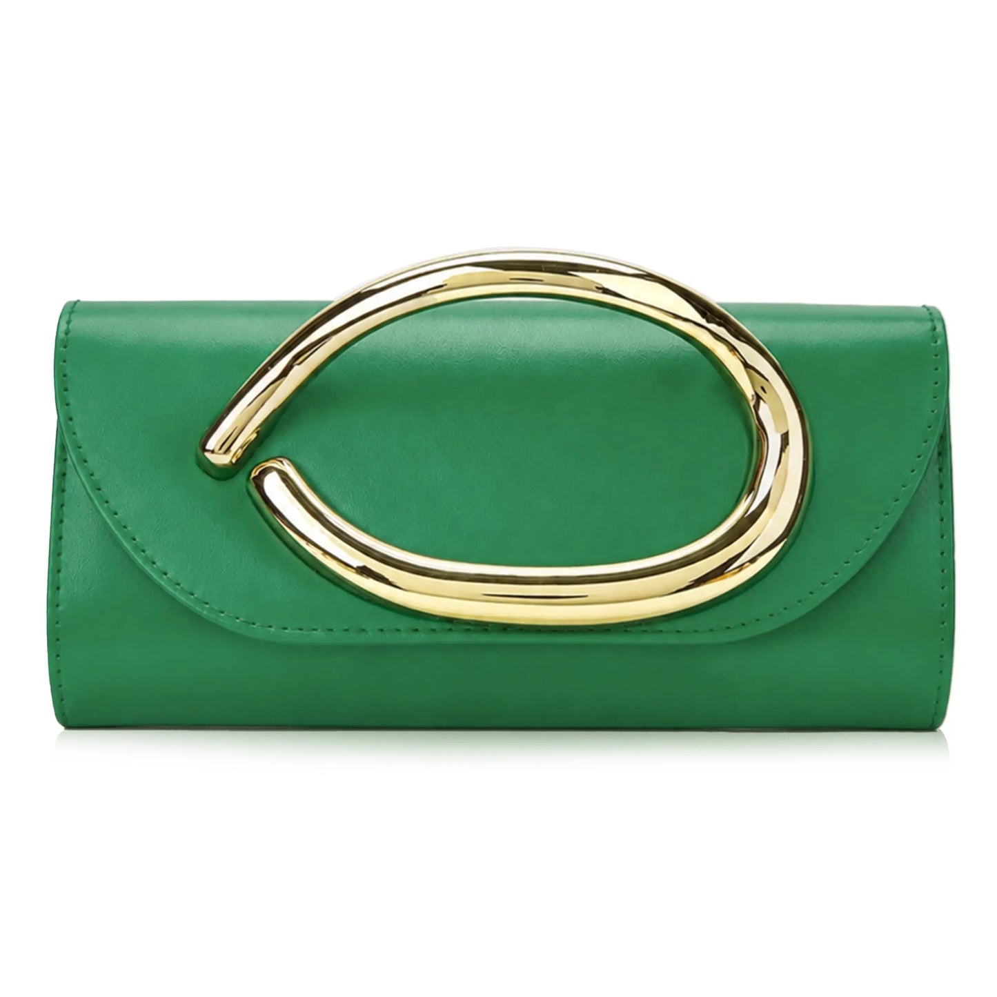 Metal Handle Metallic Clutch Purse