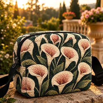 Artistic Calla Lily Quilted Crossbody Bag