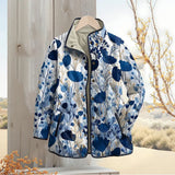 Blue Ginkgo Floral Quilted Jacket