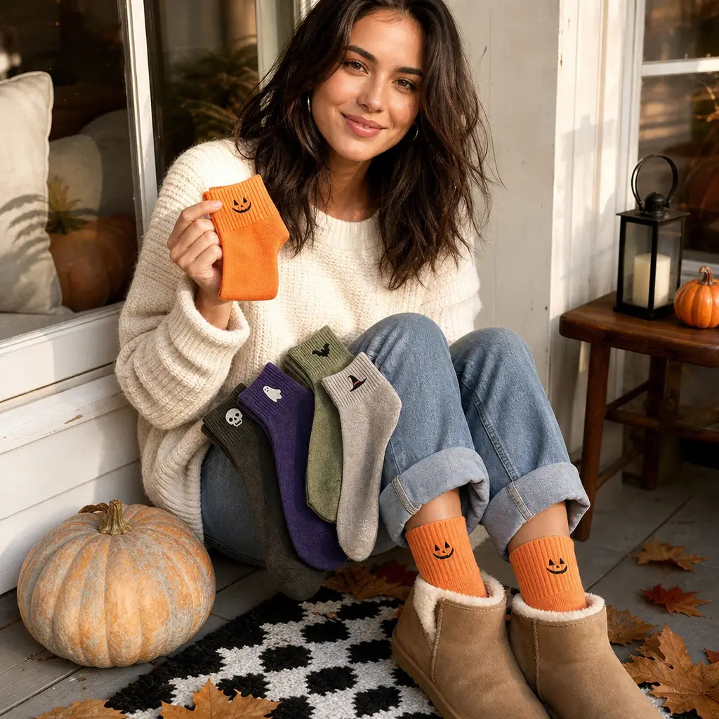 Halloween Embroidered Crew Socks 5 Pairs