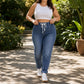 Drawstring Waist Tapered Leg Denim Joggers