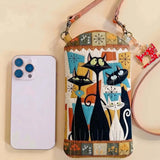 Atomic Black Cat Quilted Slim Phone Crossbody Bag
