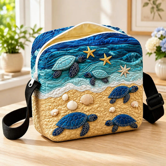 Sea Turtle Beach Quilted Crossbody Bag