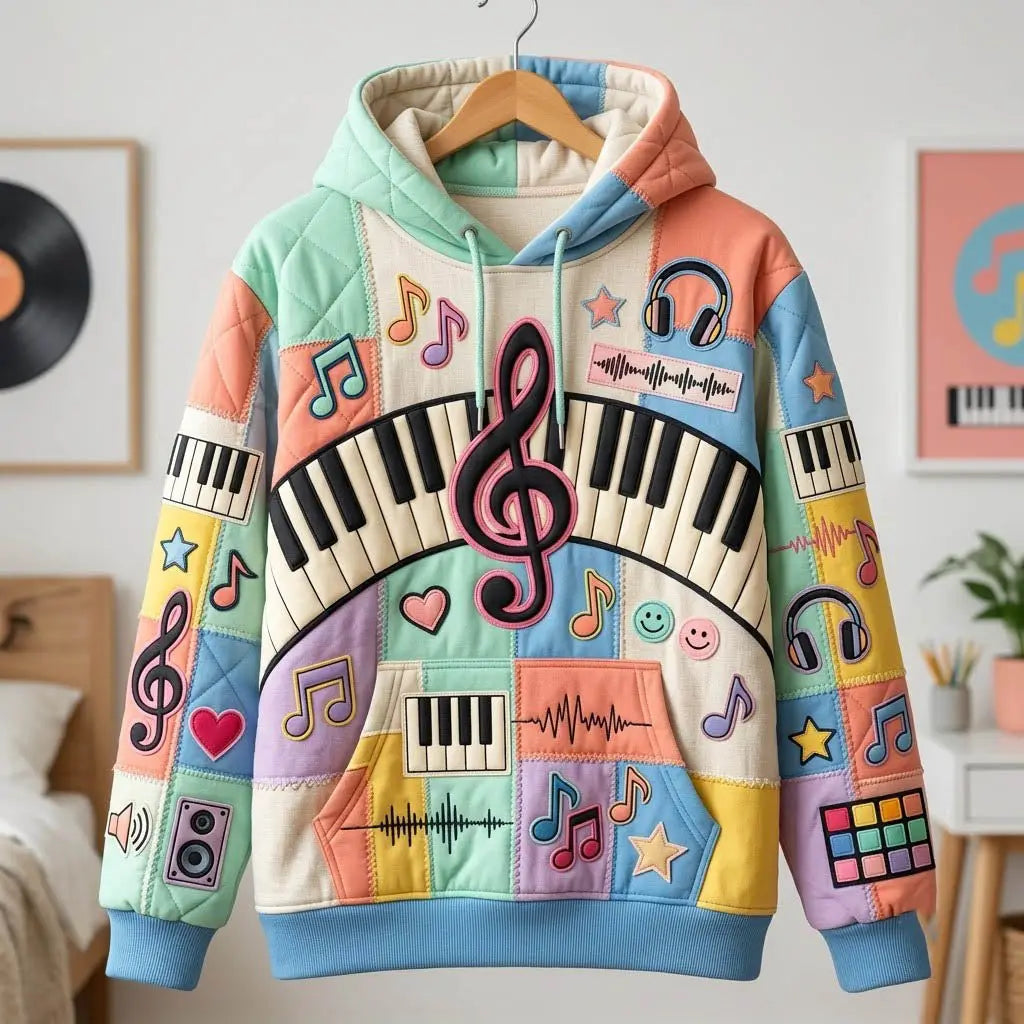 Music Lover Quilted Casual Hoodie