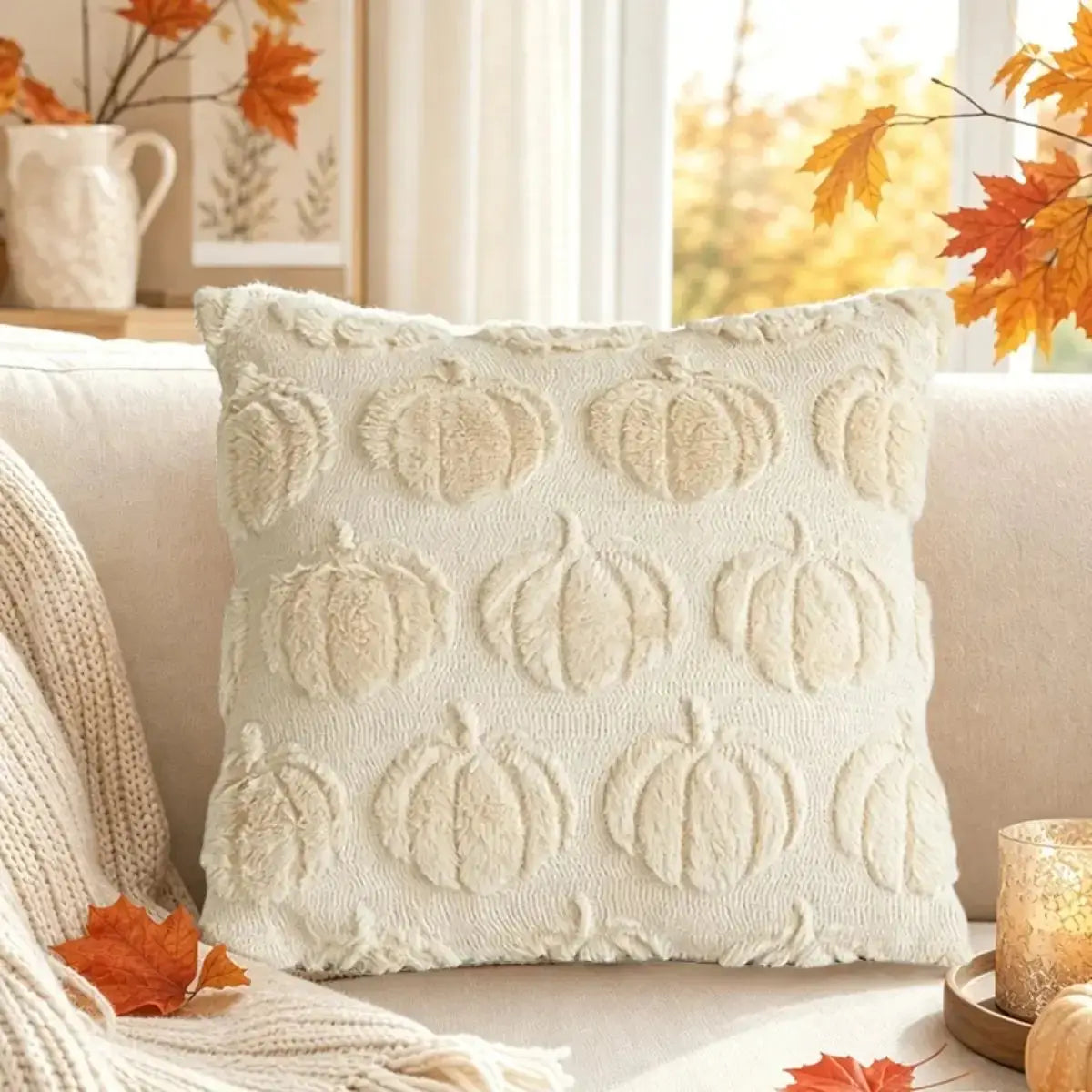 2-Pack 3D Jacquard Pumpkin Pillow Covers