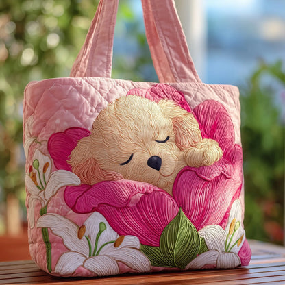 Pink Petal Poodle Handmade Tote Bag