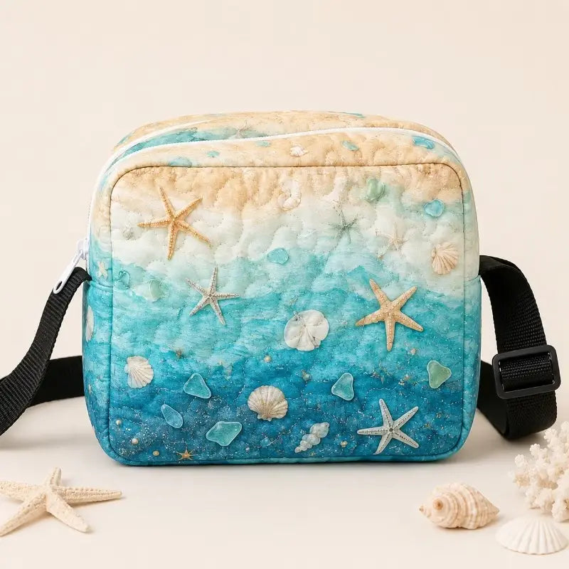 Seashell Starfish Ocean Quilted Crossbody Bag