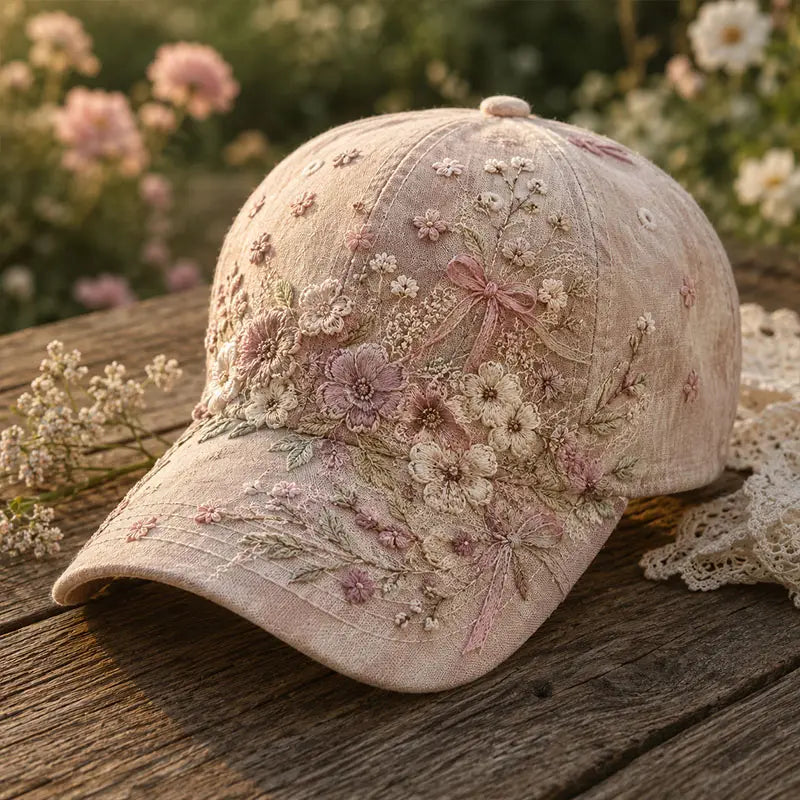 Vintage Pink Floral Bow 3D-printed Creature Pattern Cap