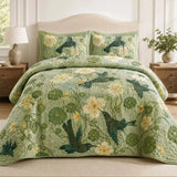 Hummingbird Botanical Garden Quilted Bedding Set