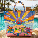 Hippie Van Peace Print PVC Tote Bag