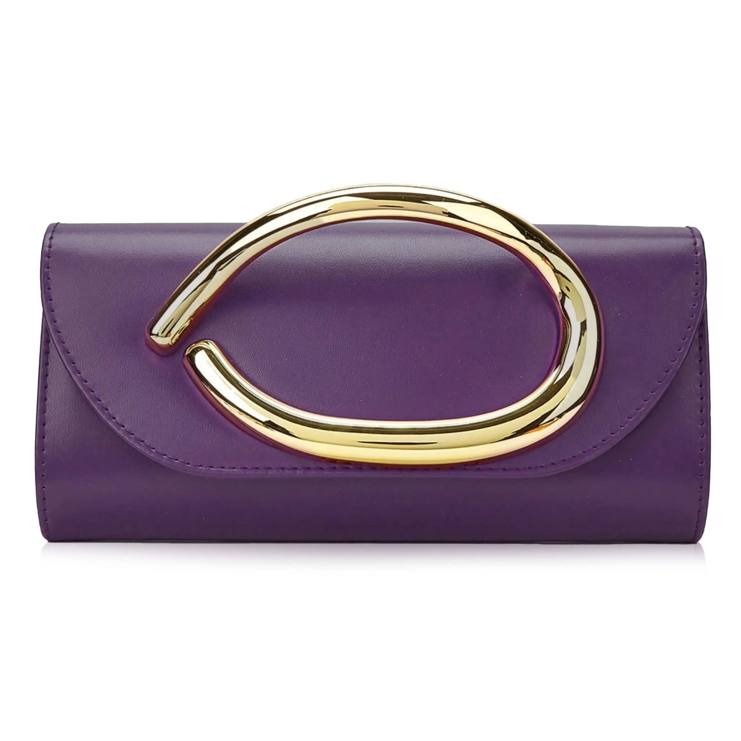 Metal Handle Metallic Clutch Purse