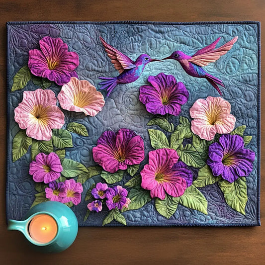 Hummingbird Petunia Floral Quilted Place Mat