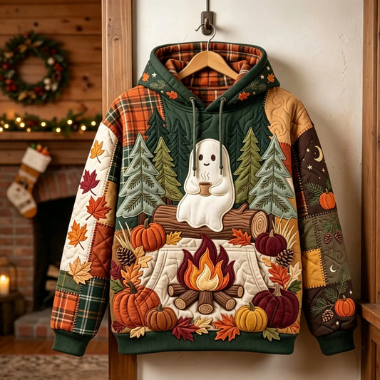 Autumn Ghost Quilted Casual Regular Fit Long Sleeve Hoodie Sweatshirt