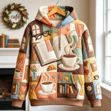 Book Lover Coffee Quilted Casual Hoodie