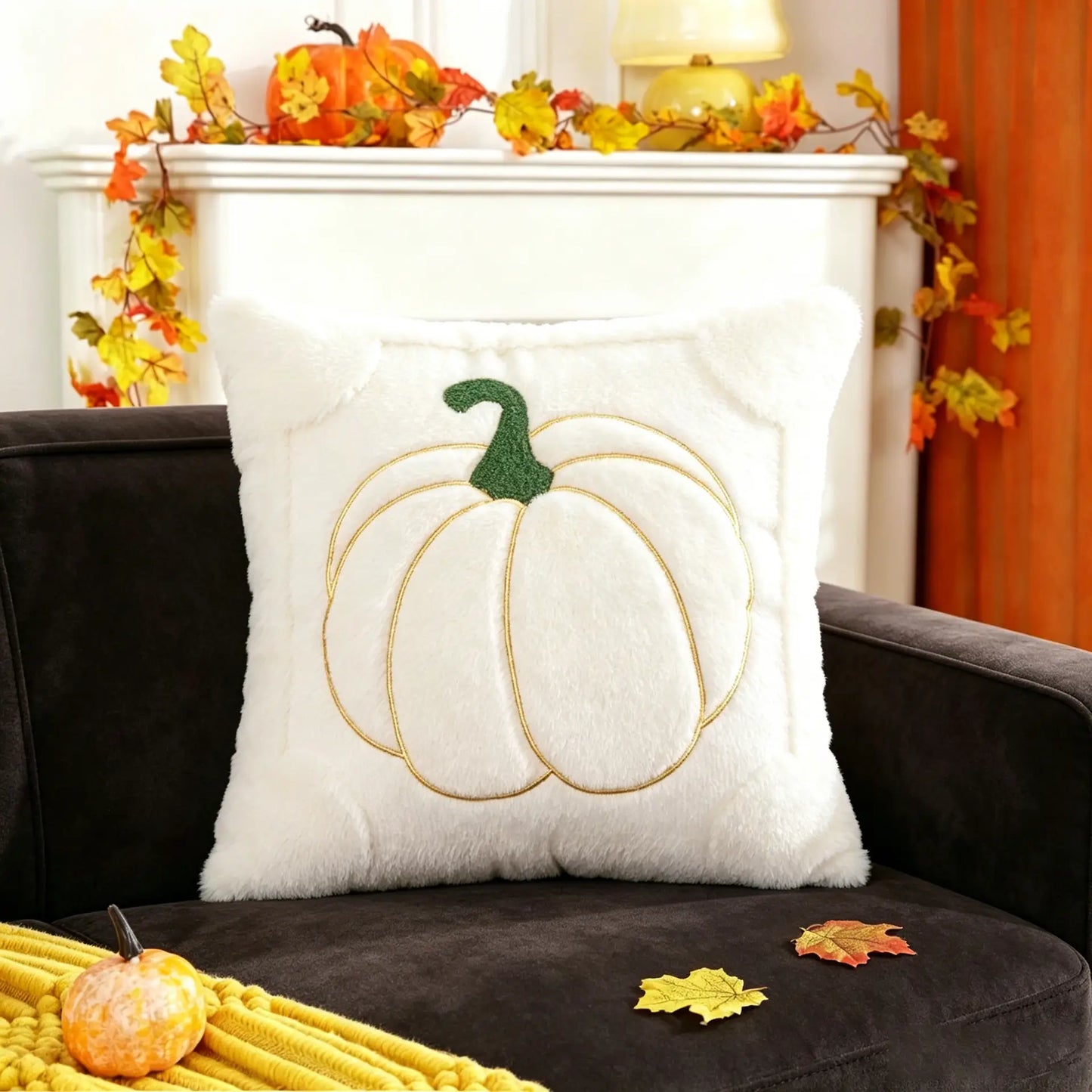 2-Pack 3D Jacquard Pumpkin Pillow Covers