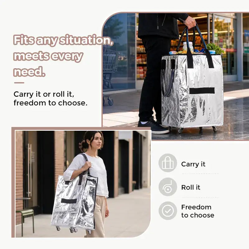 Reusable Rolling Grocery Bag with Wheels