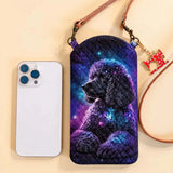 Black Poodle Dog Quilted Slim Phone Crossbody Bag