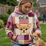 Chihuahua Tiny Paws Quilted Casual Hoodie