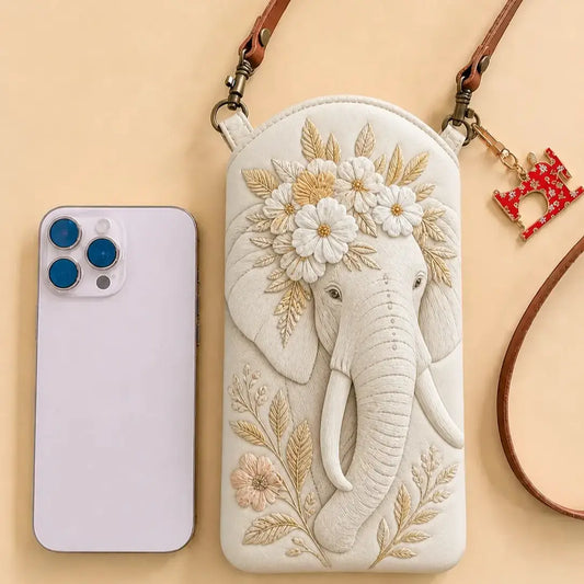 Elephant Quilted Slim Phone Crossbody Bag