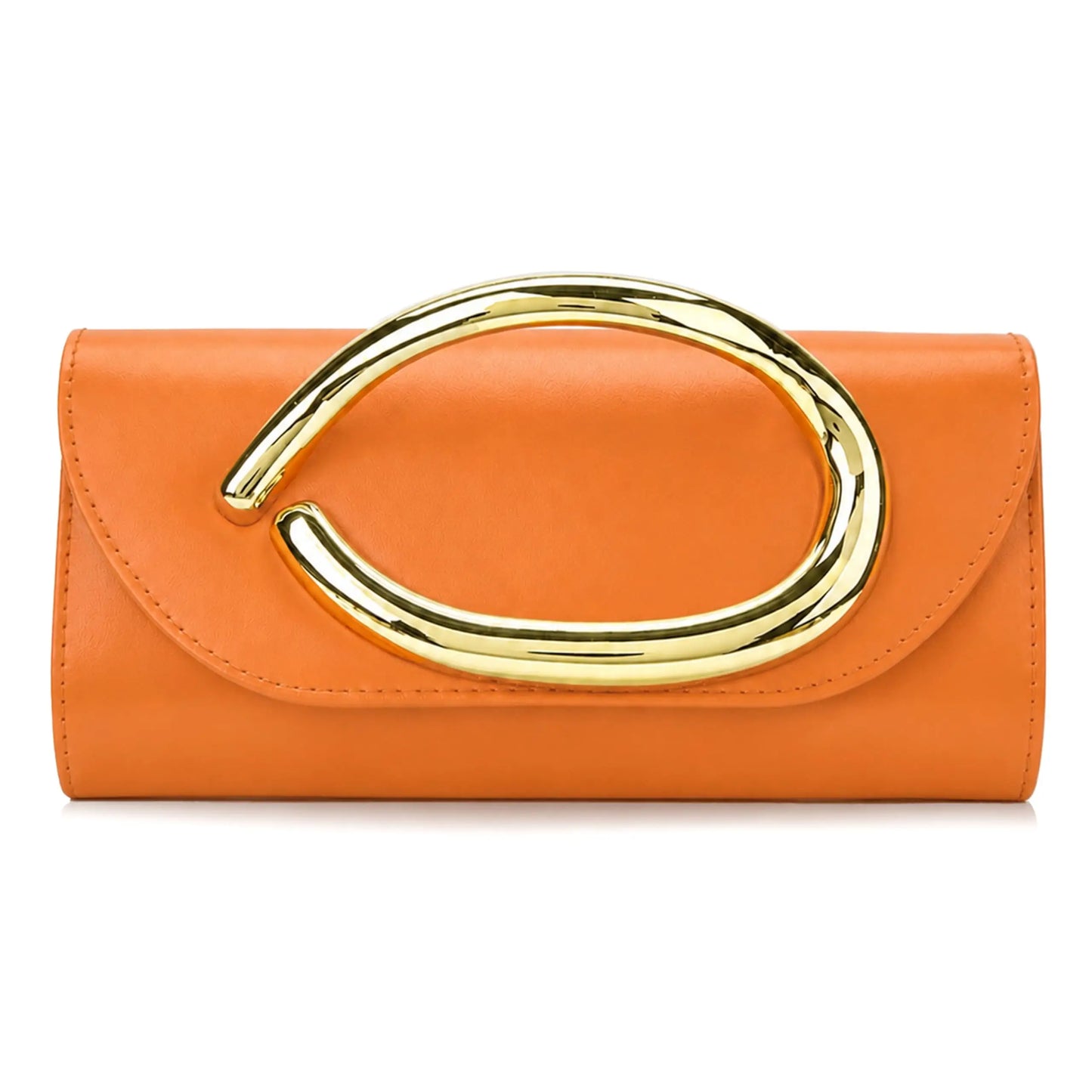 Metal Handle Metallic Clutch Purse