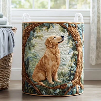 Golden Retriever Tree Frame Quilted Laundry Basket