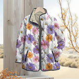 Lavender Daisy Watercolor Quilted Jacket