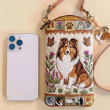 Shetland Sheepdog Quilted Slim Phone Crossbody Bag