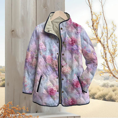 Pastel Pink Rose Quilted Jacket