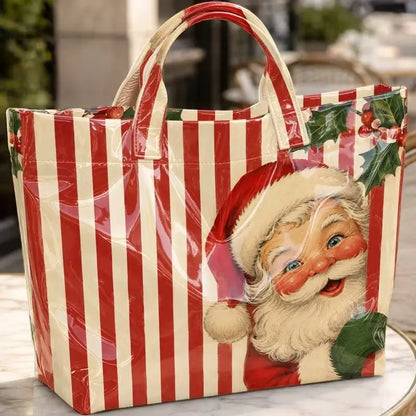Believe In Santa Print PVC Tote Bag
