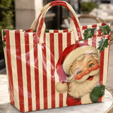 Believe In Santa Print PVC Tote Bag