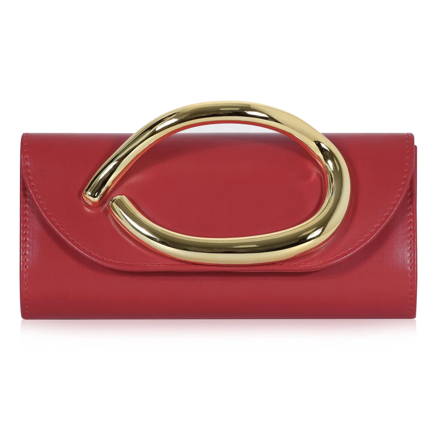 Metal Handle Metallic Clutch Purse