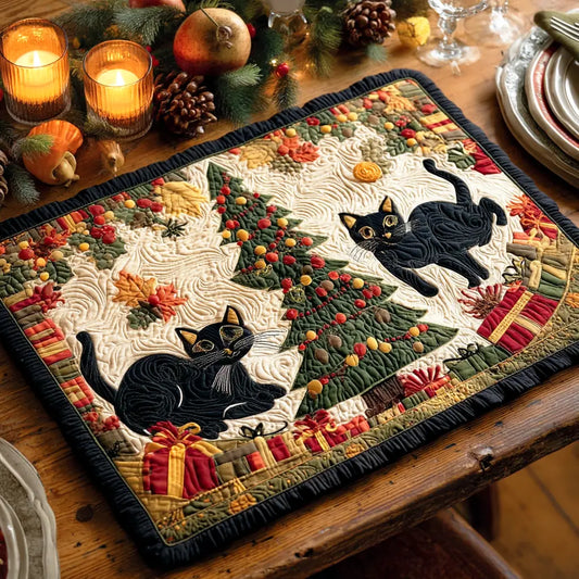 Snowbell Black Cat Quilted Place Mat