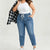 Drawstring Waist Tapered Leg Denim Joggers
