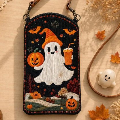 Cute Ghost Quilted Slim Phone Crossbody Bag