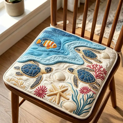 Ocean Turtle & Coral Beach Quilted Chair Cushion